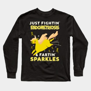 endometriosis funny unicorn farting sparkles Long Sleeve T-Shirt